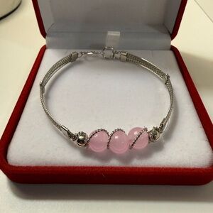Peruvian Silver-Tone Rose Quartz Bracelet – NWOT